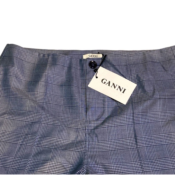 NWT Ganni Merkel Blue Glen Plaid Slim Fit Trousers - Sz 6 - Picture 5 of 10